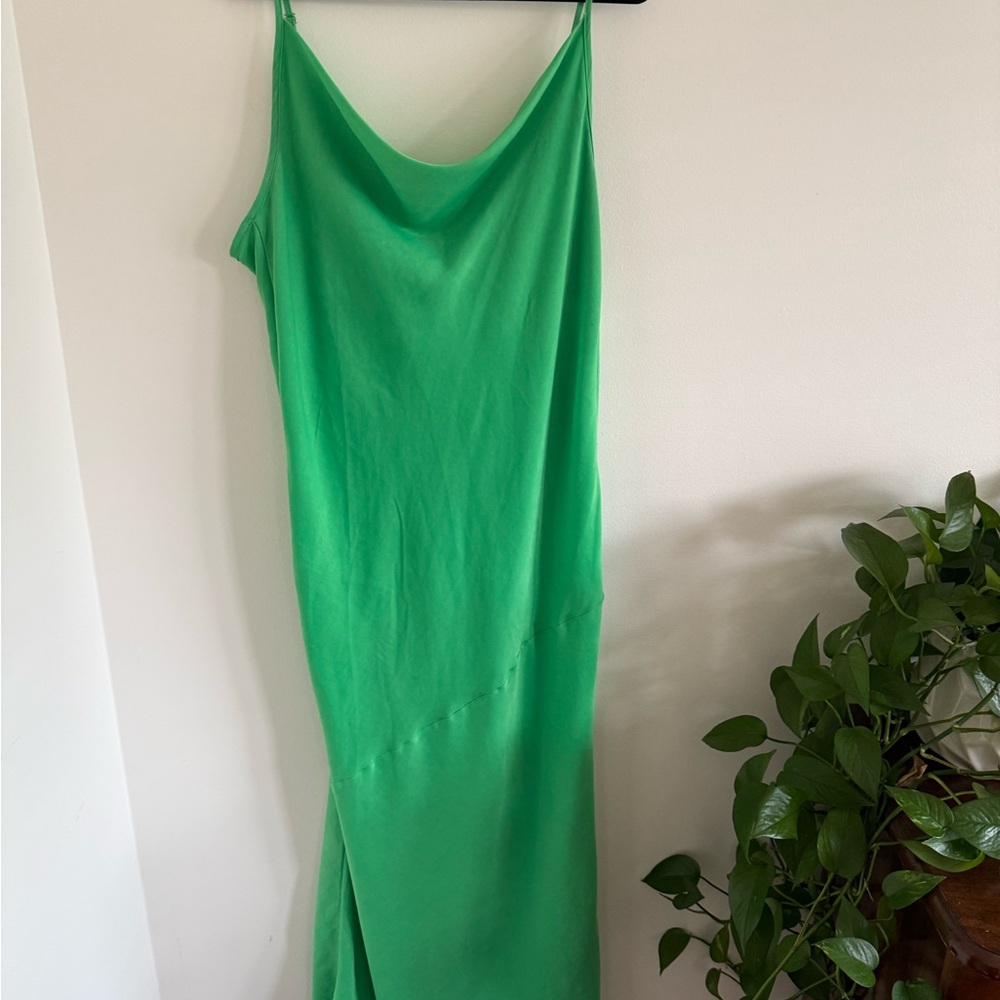 Forever 21 Bright Green Cowl Neck Maxi Slip Dress